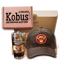 Load image into Gallery viewer, Men's Gift Boks Including Buffelsfontein Oil Skin Cap and Brandy Glass