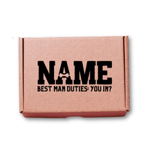 Load image into Gallery viewer, Personalised gift box with Best Man proposal message and custom name