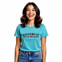 Load image into Gallery viewer, Padstal Winkel Boeremeisie Family Love & Tradition T-shirt in light blue in premium cotton.