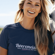 Load image into Gallery viewer, Boeremeisie T-Shirt front view, Proudly South African women’s cotton tee
