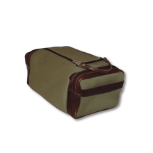 Load image into Gallery viewer, Canvas Leather Trim Men’s Toiletry Bag, XL