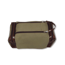Load image into Gallery viewer, Canvas Leather Trim Men’s Toiletry Bag, XL