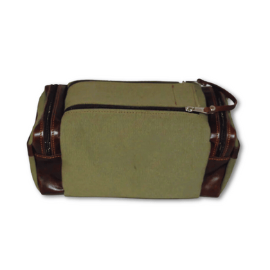 Canvas Leather Trim Men’s Toiletry Bag, XL