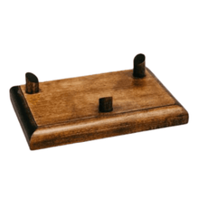 Load image into Gallery viewer, Personalised Leather Rugby Ball Stand for easy display of your Personalised leather rugby ball with custom branding South Africa handcrafted gift