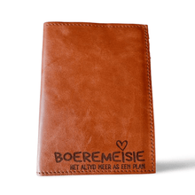 Load image into Gallery viewer, Boeremeisie A6 Leather Slip-On Cover With Notebook