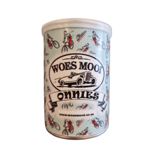 Woesmooi Fietsry Boxer Briefs in matching tin container with lid packaging