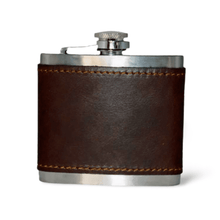Load image into Gallery viewer, Leather hip flask 210ml handcrafted full-grain leather stainless steel South African gift