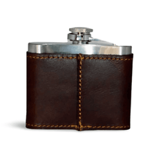 Load image into Gallery viewer, Leather hip flask 210ml handcrafted full-grain leather stainless steel South African gift