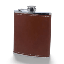 Load image into Gallery viewer, Leather hip flask 210ml handcrafted full-grain leather stainless steel South African gift