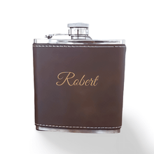 Load image into Gallery viewer, Leather hip flask 210ml handcrafted full-grain leather stainless steel South African gift