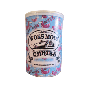 Woesmooi Seevoël Boxer Briefs in matching tin container with lid packaging