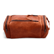 Load image into Gallery viewer, XL handcrafted leather mens toiletry bag premium South African travel accessory