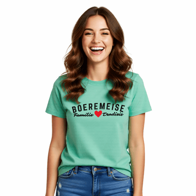 Padstal Winkel Boeremeisie Family Love & Tradition T-shirt in mint green in premium cotton.