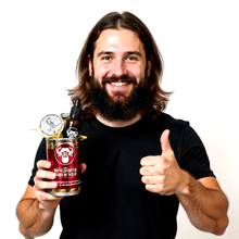 Load image into Gallery viewer, Buffelsfontein beard grooming kit in decorative can - beard oil and mustache ointment gift for him.
