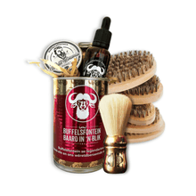 Load image into Gallery viewer, Buffelsfontein Beard Can gift set with beard oil and mustache balm - premium South African grooming products
