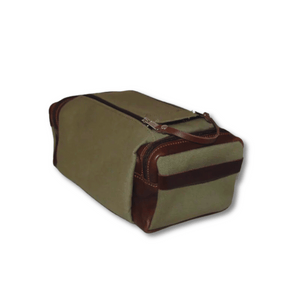 Canvas Leather Trim Men’s Toiletry Bag, XL