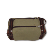 Load image into Gallery viewer, Canvas Leather Trim Men’s Toiletry Bag, XL
