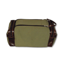 Load image into Gallery viewer, Canvas Leather Trim Men’s Toiletry Bag, XL
