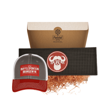 Men's Gift Box Including Buffelsfontein Red and Grey Cap and Small Bar Mat