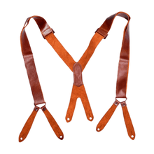 Load image into Gallery viewer, Vintage Button Leather Suspenders
