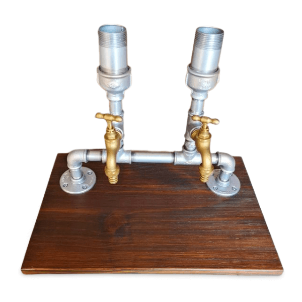 Freestanding Galvanised Plumbing Whiskey Pipe Dispenser For Two Bottles