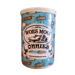 Woesmooi Bulletjie Boxer Briefs in matching tin container with lid packaging