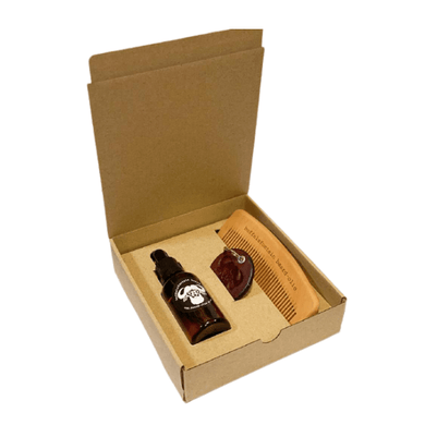 Buffelsfontein Pronktrommel gift set containing 1x Beard Oil Of your choice 1x Wooden Comb 1x Leather Key Holder